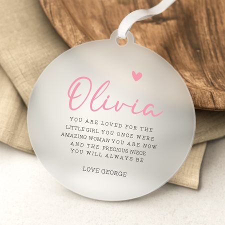 'You Always Will Be Loved' Frosted Circle Decoration - Personalised Printed Gift for Her