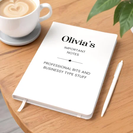 'Important Notes' Printed White Notebook and Pen - Personalised Funny Gift for Her