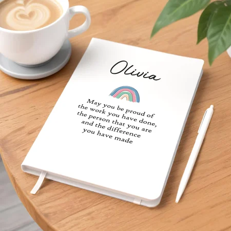 'Be Proud' Watercolour Rainbow Retirement Personalised Printed White Notebook