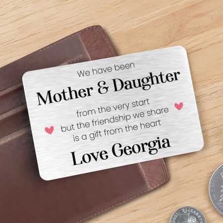 Mother and Daughter Personalised Wallet Card Keepsake - Printed Metal Card for Mothers Day
