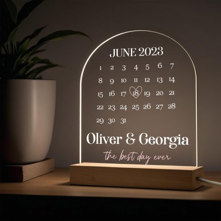 Valentines Day Personalised LED Light - 'The Best Day Ever' Anniversary Gift for Couples
