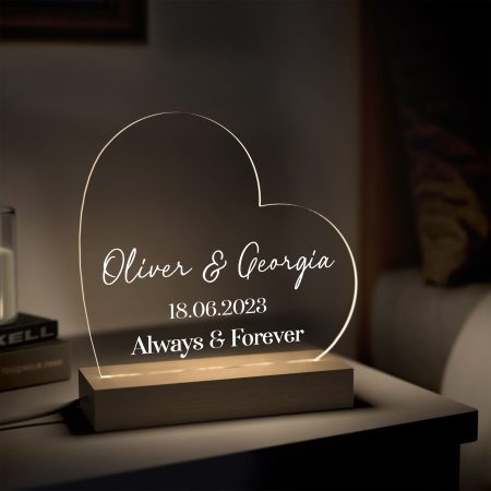 'Always & Forever' Valentines Gift for Couples - Personalised LED Night Light Gift Idea For Her