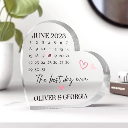 Engagement Wedding Date Gifts For Her - Personalised 'The Best Day Ever' Valentines Anniversary Date Gift for Husband Wife